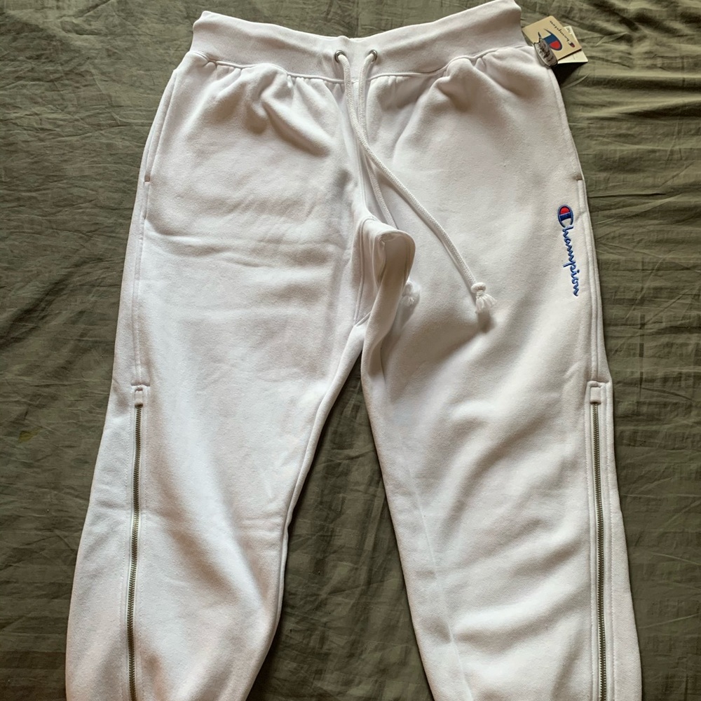Means champion sweatpants white with zips BNWT